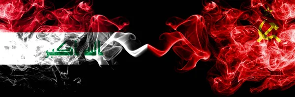 Irak Irak Urss Drapeaux Mystiques Fumés Communistes Placés Côte Côte — Photo
