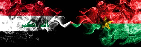 Iraq Iraqi Burkina Faso Smoky Mystic Flags Placed Side Side — Stock Photo, Image