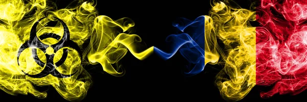 Карантин Румунії Румуни Коронавірус Covid Блокування Smoky Mystic Flag Romania — стокове фото