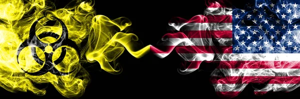 Karantän Usa Usa Coronavirus Covid Nedstängning Smoky Mystic Flag United — Stockfoto