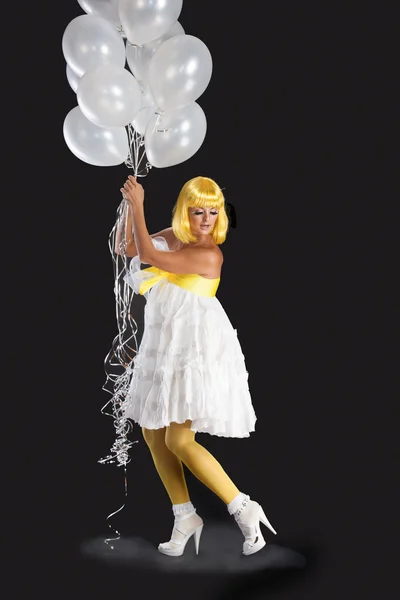 Pinup girl stiliserade som marionett — Stockfoto