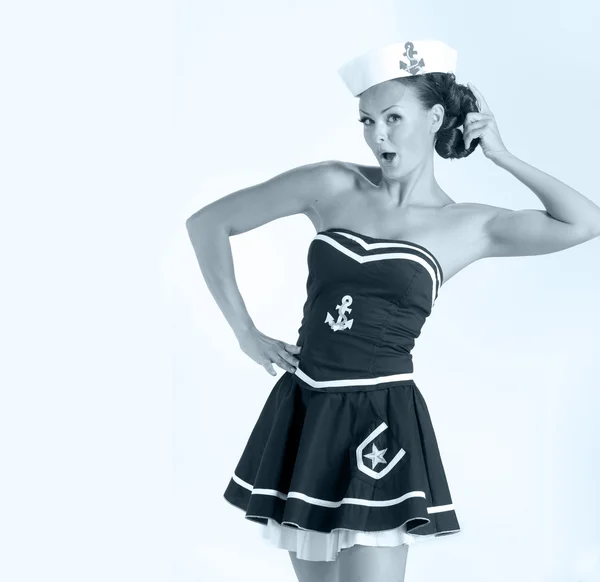 Sexig tjej som sjöman — Stockfoto