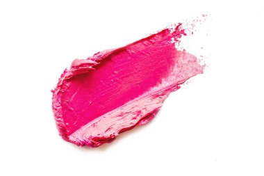 Beyaz arkaplanda lekeli kırmızı ruj izole edildi