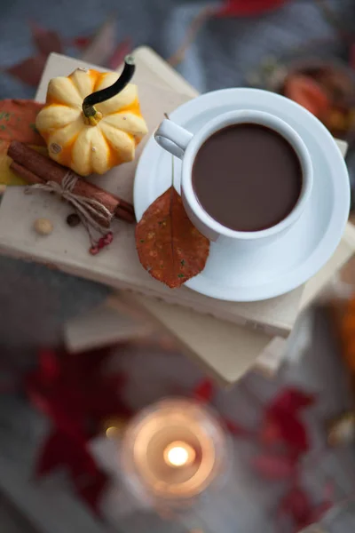 Koffie en pompoenen — Stockfoto