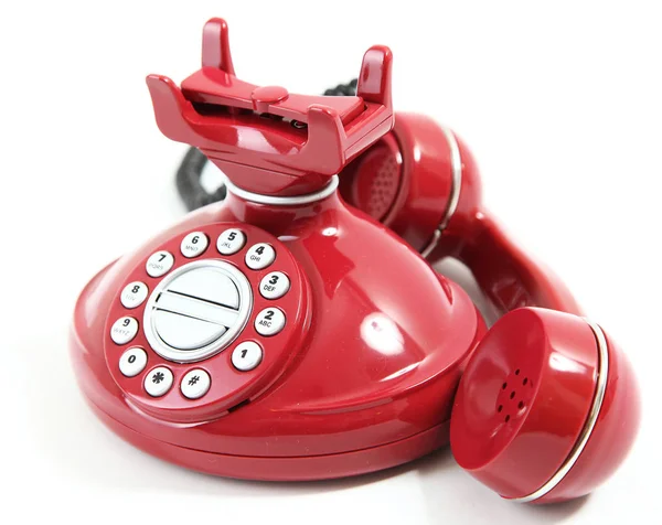 Red Retro Styled Telephone White Background — Stock Photo, Image