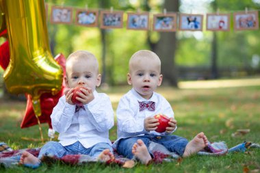 İkiz kardeşler ilk doğum gününü kutluyor.