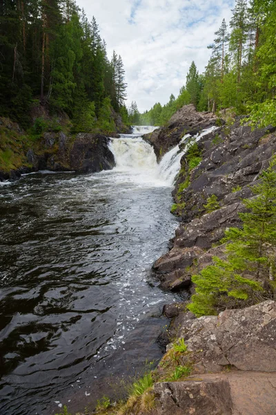 Berömda vattenfallet Kivach i Karelen i norr om Ryssland — Stockfoto