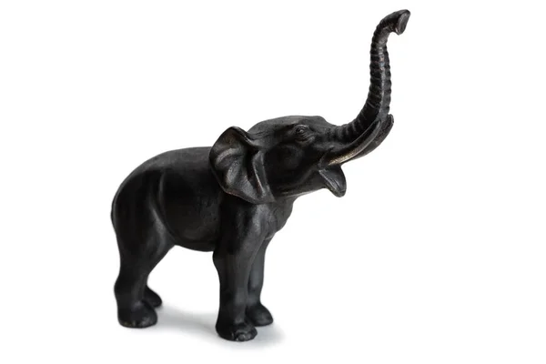 Giet Ijzeren Olifant Miniatuur Sculptuur Geïsoleerd Wit — Stockfoto