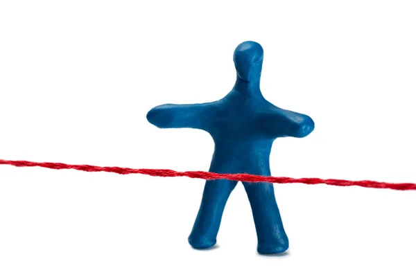 Plasticine Kleine Persoon Zelf Isolatie Geïsoleerd Wit Stockfoto