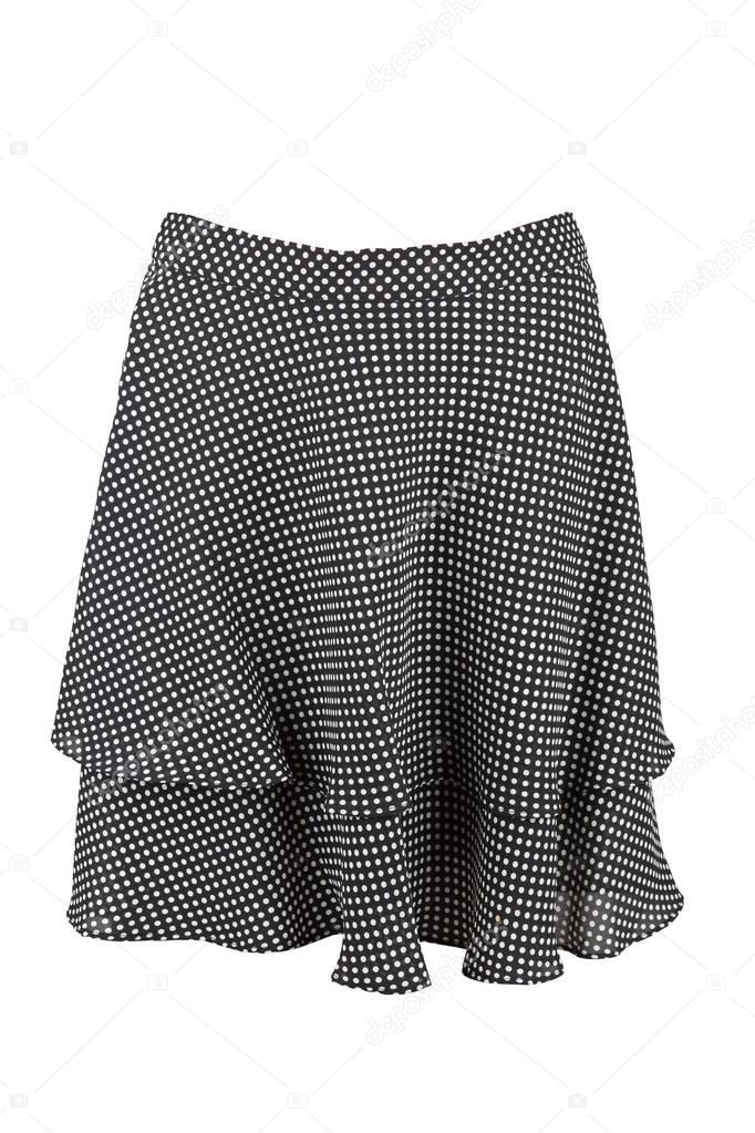Black flared knee length skirt with polka dots