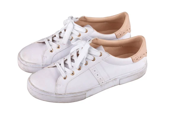 Piszkos cipők elszigetelt fehér — Stock Fotó