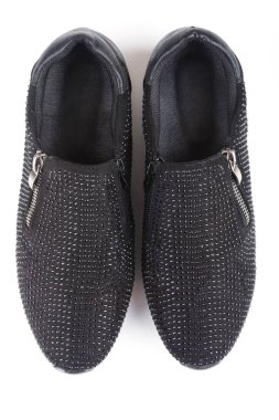 Siyah ayakkabılarla rhinestones, üstten görünüm