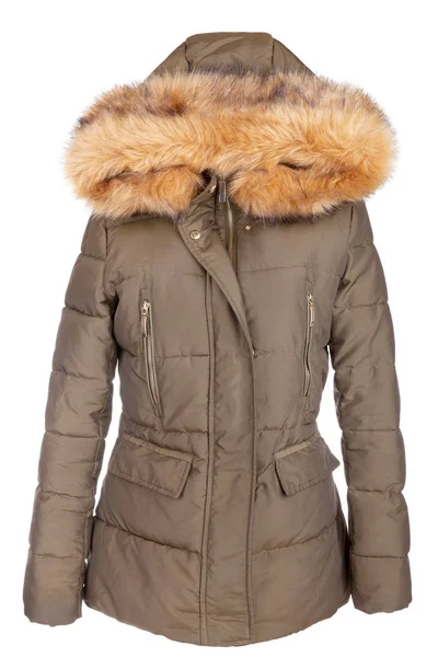 Elegante Designer Fell gefütterte Damen Winterjacke — Stockfoto