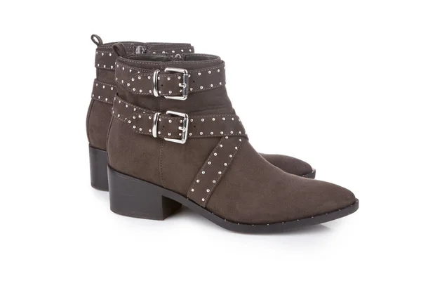 Brown studded ankle boots — Stock Photo, Image