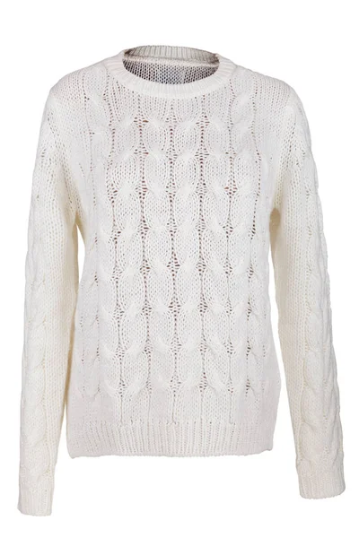 Bílý pletený svetr — Stock fotografie