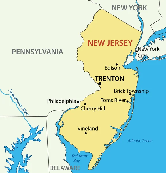 New Jersey Vektor Bundesstaat Usa — Stockvektor