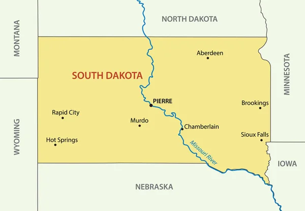 Dakota Sud Vecteur État Des États Unis — Image vectorielle