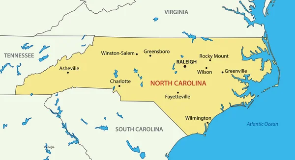 Carolina Utara Vektor Negara Bagian Amerika Serikat - Stok Vektor