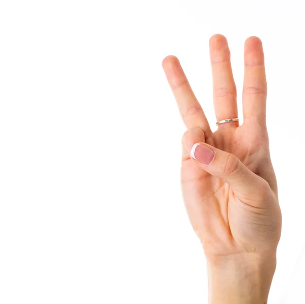 Рука, що показує три пальці — стокове фото