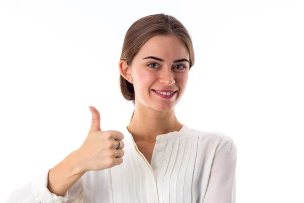 Mujer mostrando pulgar hacia arriba —  Fotos de Stock