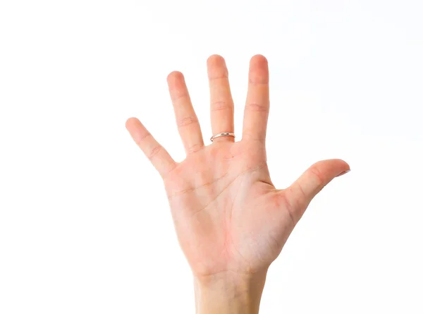 Hand som visar fem fingrar — Stockfoto