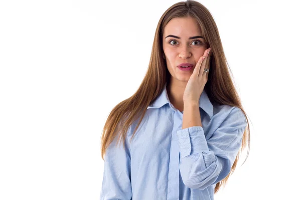 Mujer mostrando asombro — Foto de Stock