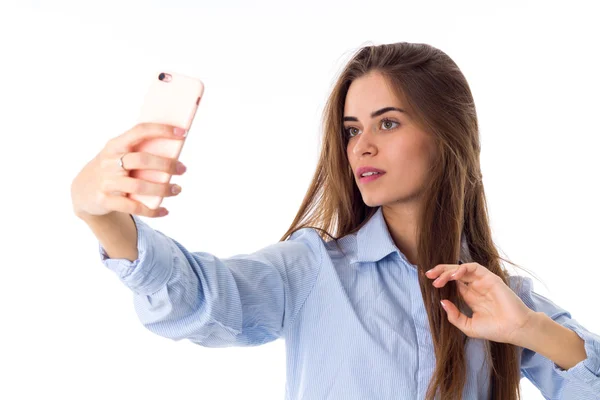 Mujer haciendo selfie — Foto de Stock