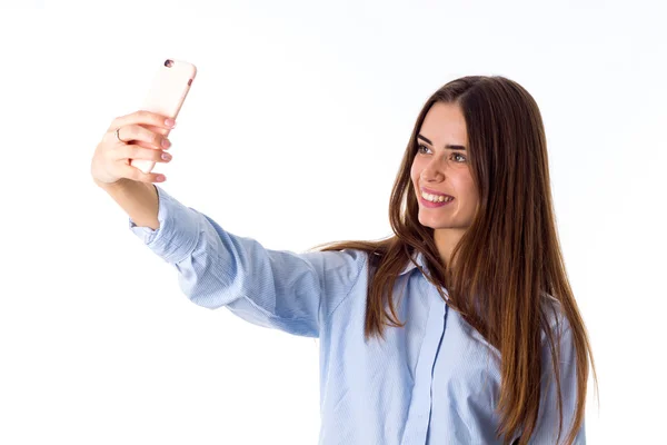 Mujer haciendo selfie — Foto de Stock