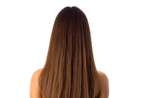 Mulheres longo cabelo castanho liso — Fotografia de Stock