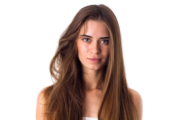 Nő a haj egyenes fél- és fele kusza — Stock Fotó