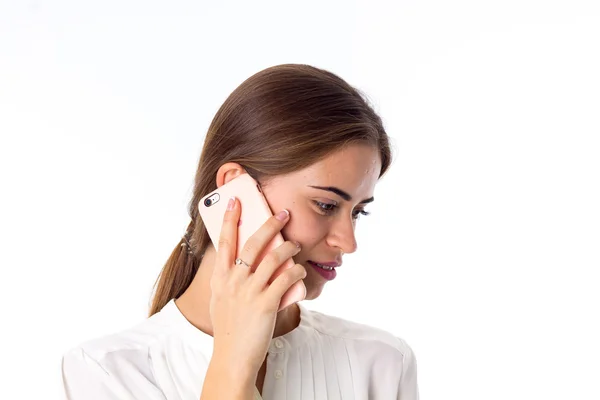 Egy nő beszél a telefonban. — Stock Fotó
