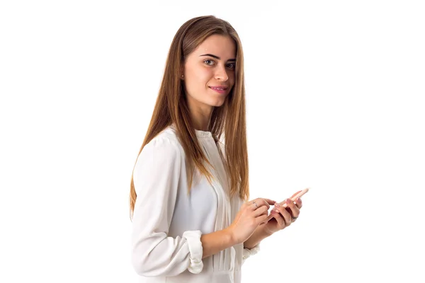 Vrouw met smartphone — Stockfoto