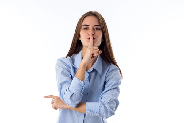 Mujer pidiendo estar callada —  Fotos de Stock