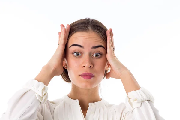 Woman holding her head — Stock Photo, Image