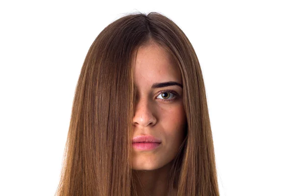 Žena s dlouhé rovné vlasy — Stock fotografie