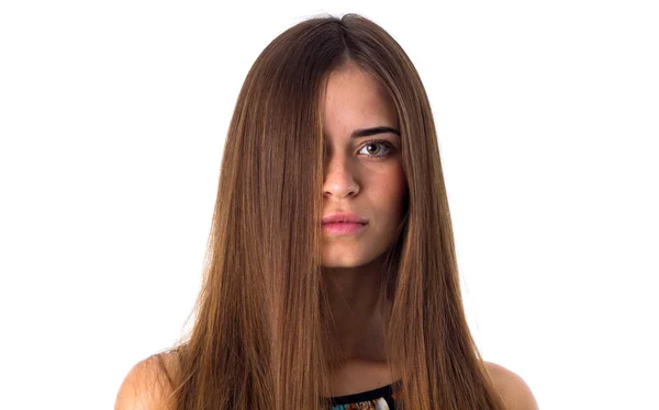 長いストレートの髪を持つ女性 — ストック写真