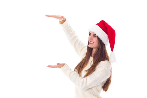 Chapeau de Noël femme en rouge — Photo