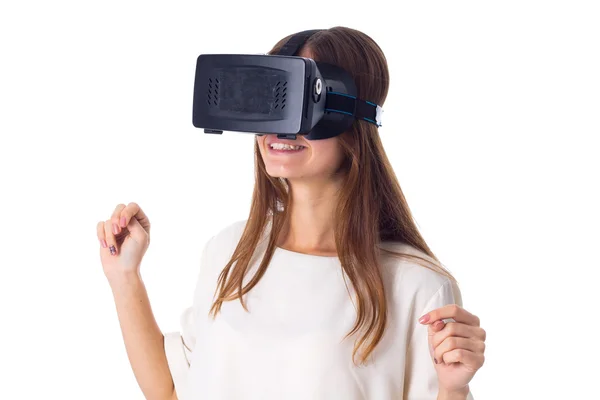 使用VR眼镜的妇女 — 图库照片