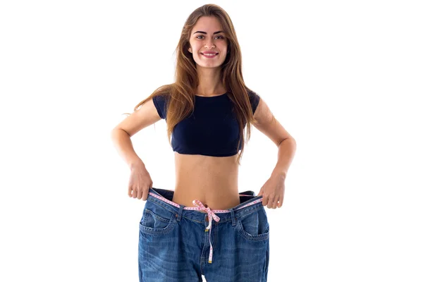 女人穿多大尺寸的牛仔裤 — 图库照片