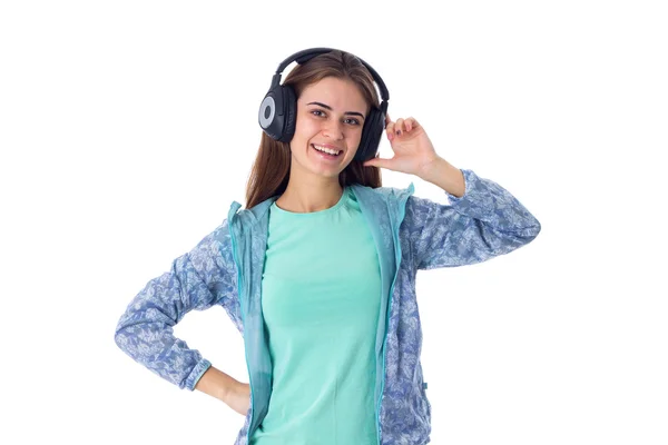 Mujer joven en auriculares —  Fotos de Stock