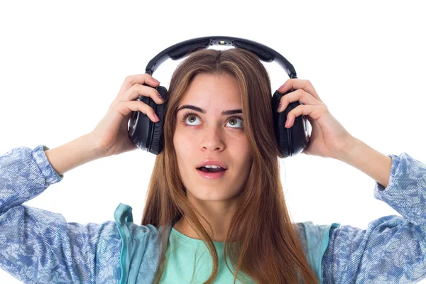 Mujer joven en auriculares —  Fotos de Stock