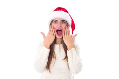 christmas kırmızı şapkalı kadın