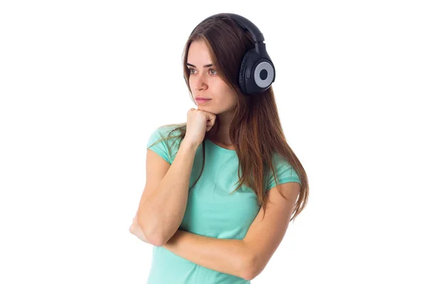 Mujer joven en auriculares —  Fotos de Stock