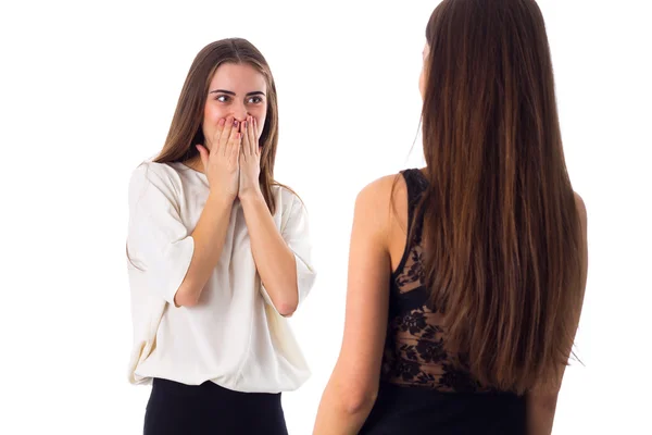 Two young woman talking — Stock Photo, Image