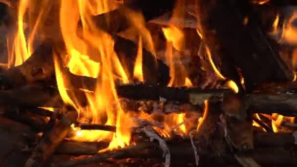 Fire in barbecue place — ストック動画