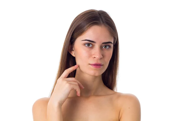 Mujer joven con cabello castaño largo —  Fotos de Stock