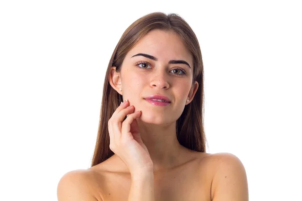 Young woman with long brown hair — Stock Photo, Image