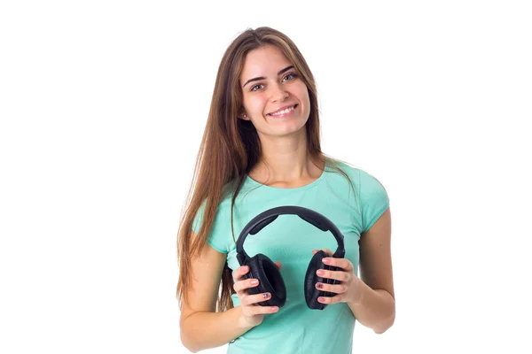 Mujer joven en auriculares —  Fotos de Stock