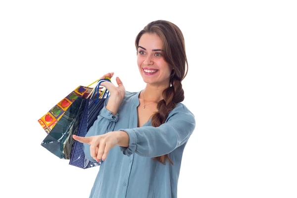 Femme avec sacs à provisions — Photo