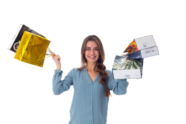 Femme avec sacs à provisions — Photo